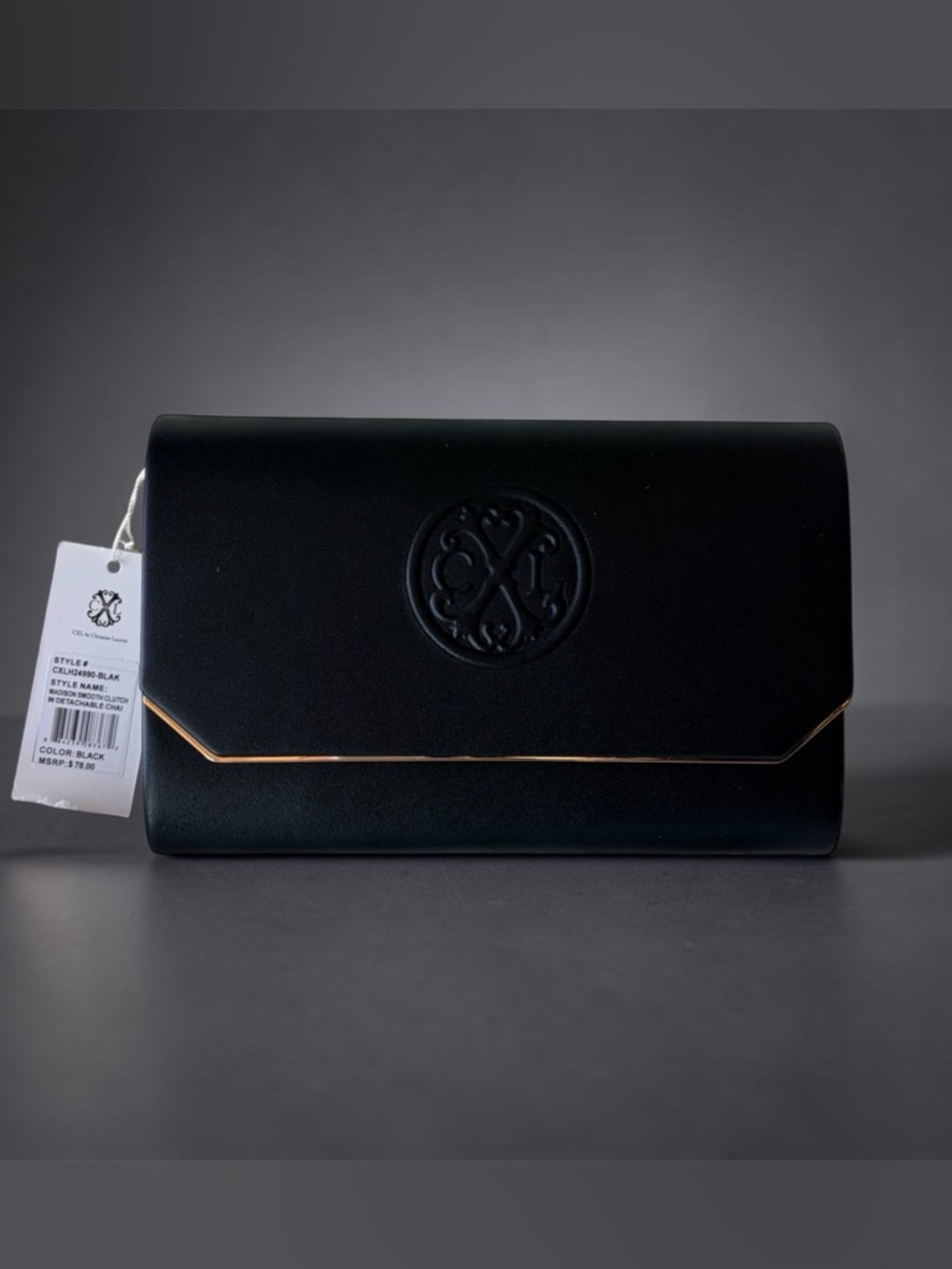 Christian Lacroix Black Clutch with Gold Trim